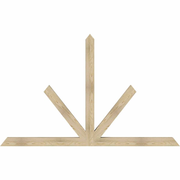 Ekena Millwork Saratoga Rough Sawn Timber Gable Bracket, Douglas Fir, 84"W x 53"H x 4"D x 4"F, 15/12 Pitch GBW084X53X0404SAR00RDF - main